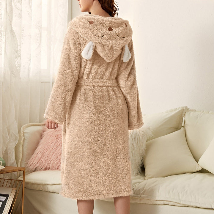 Women's Dressing Gown - Hooded with Ears and Self-Tie Belt