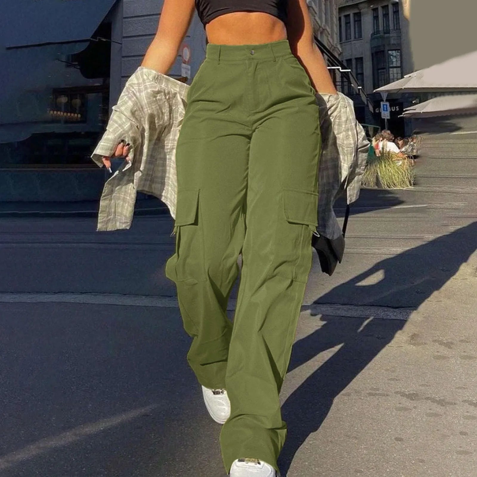 High-Waist Cargo Trousers for Women
