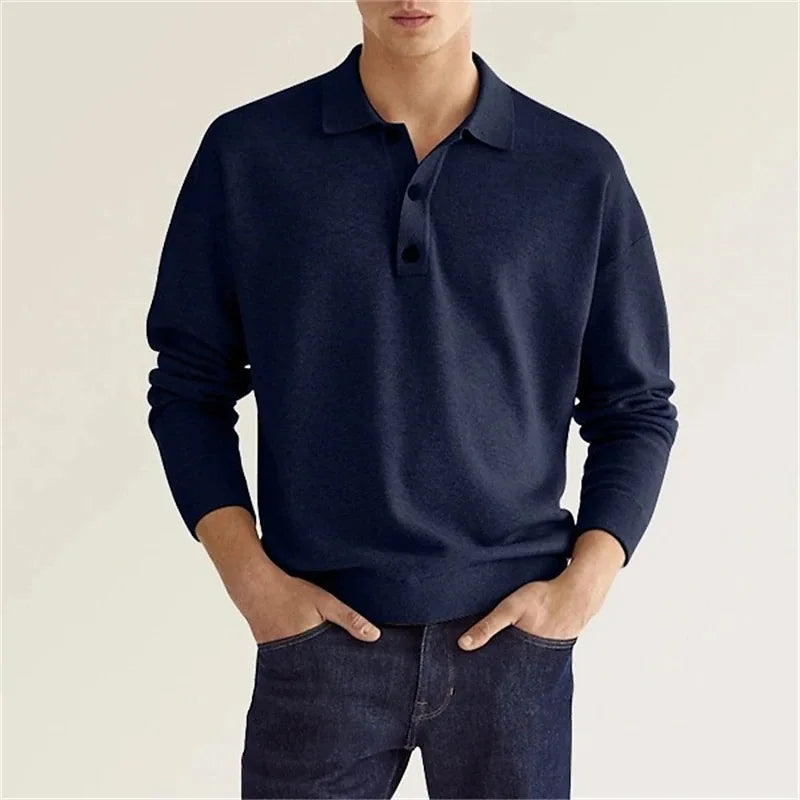 Classic and Trendy Long-Sleeve Polo Shirt for Men