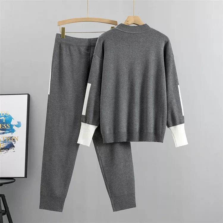 Women's Knit Jumper & Trousers Set - Two-Piece Loungewear