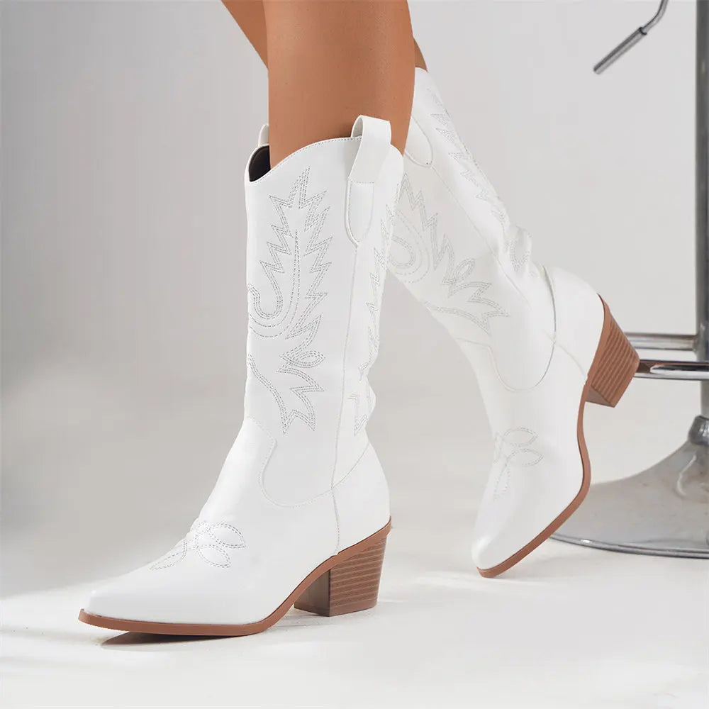 Women's Modern Cowboy Boots - Block Heel & Versatile