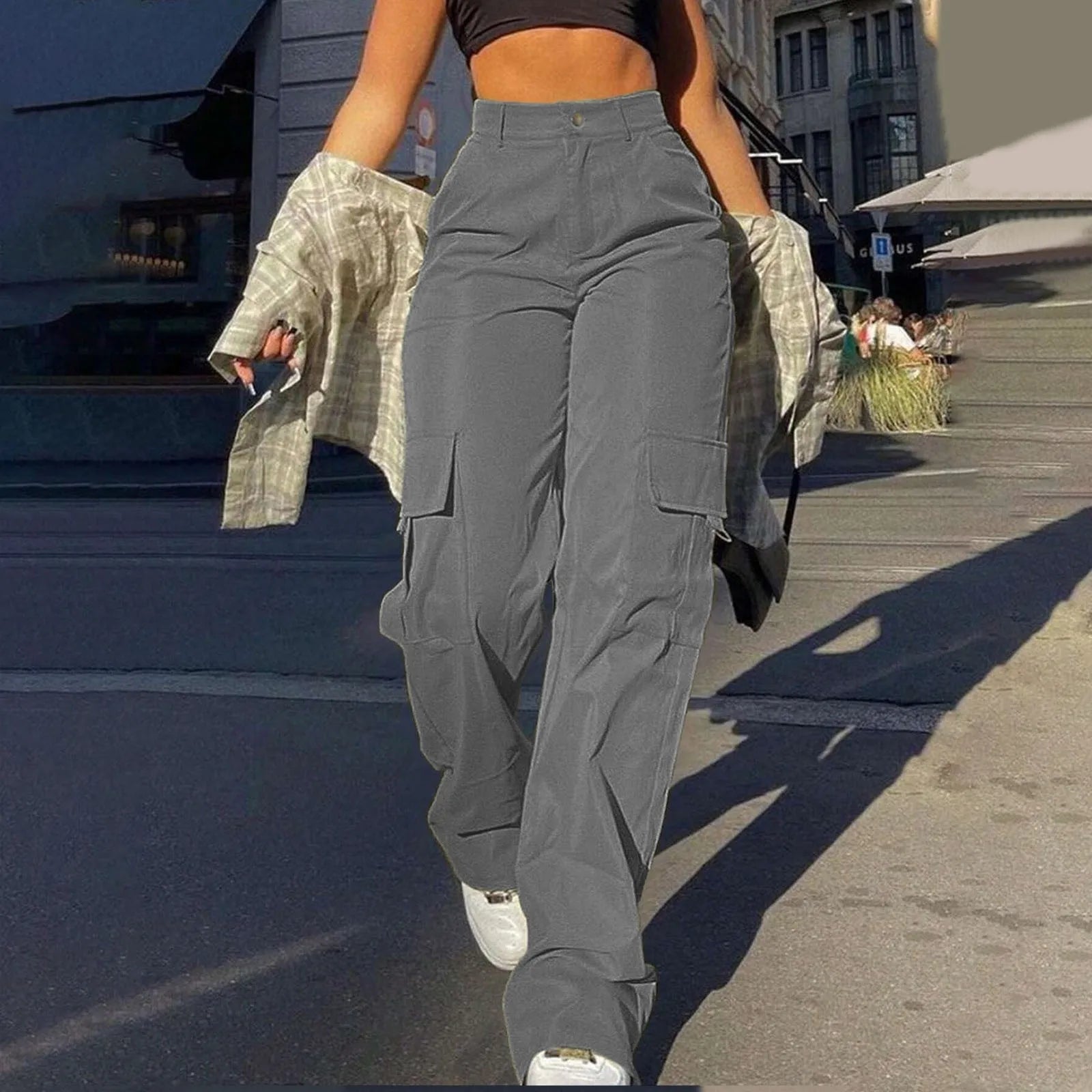 High-Waist Cargo Trousers for Women