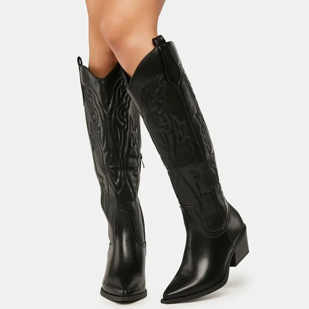 Women's Classic Knee-High Cowboy Boots - Winter Ready & Plus Size