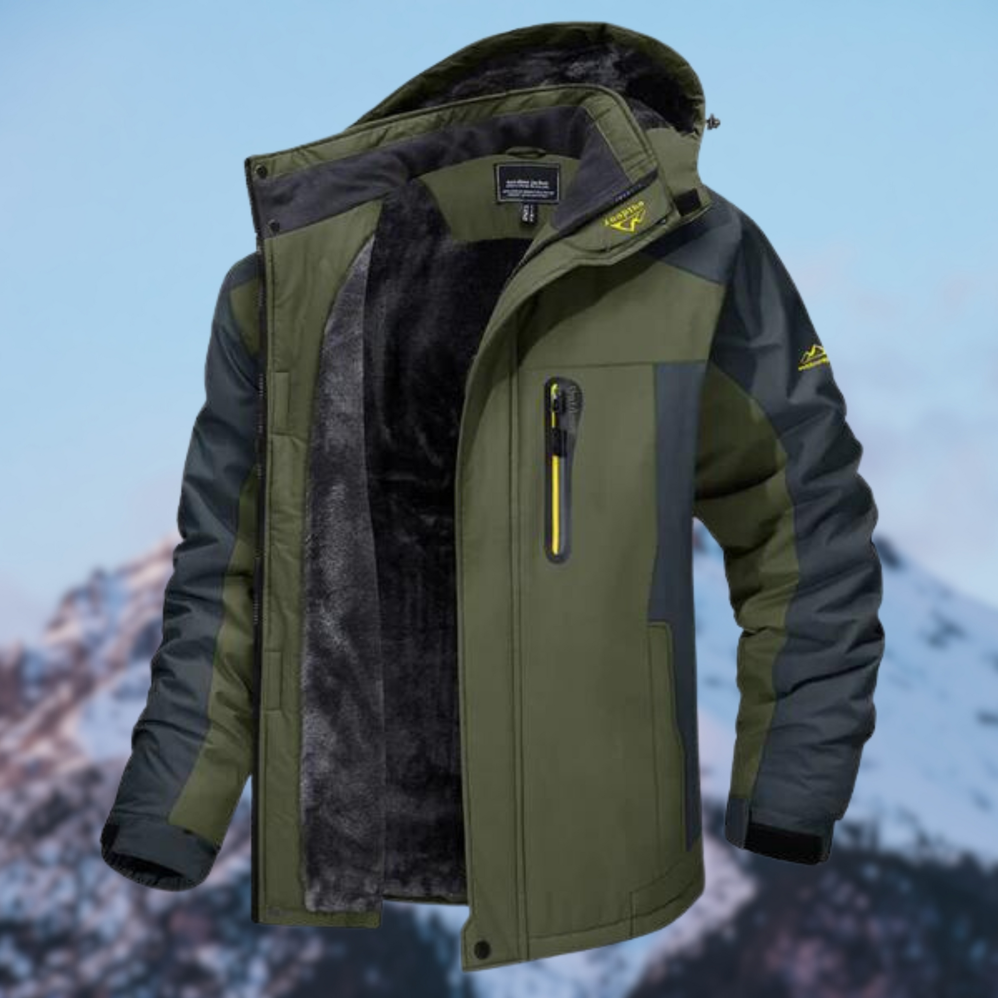 Men's Waterproof Winter Jacket - Hooded with Chest Zip Pocket