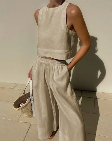 Minimalist Linen Two-Piece Set for Women