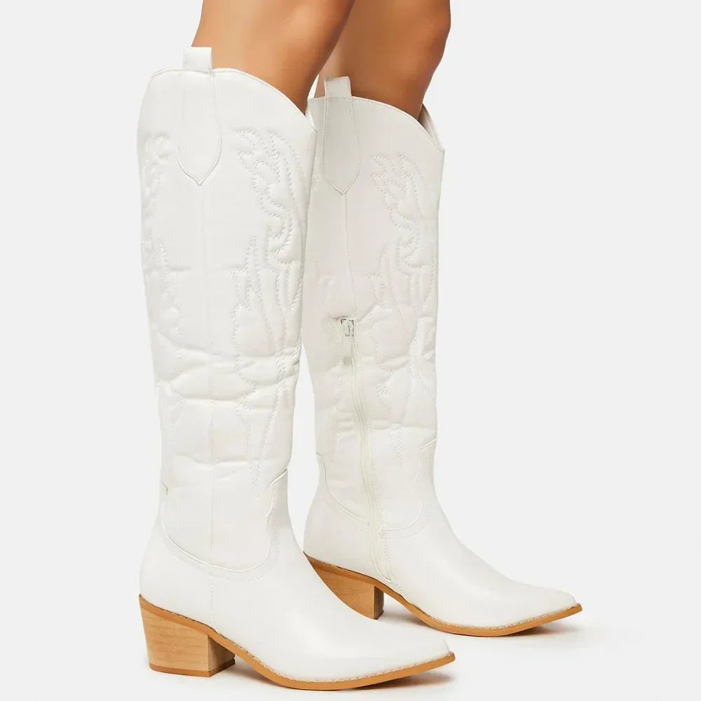 Women's Classic Knee-High Cowboy Boots - Winter Ready & Plus Size