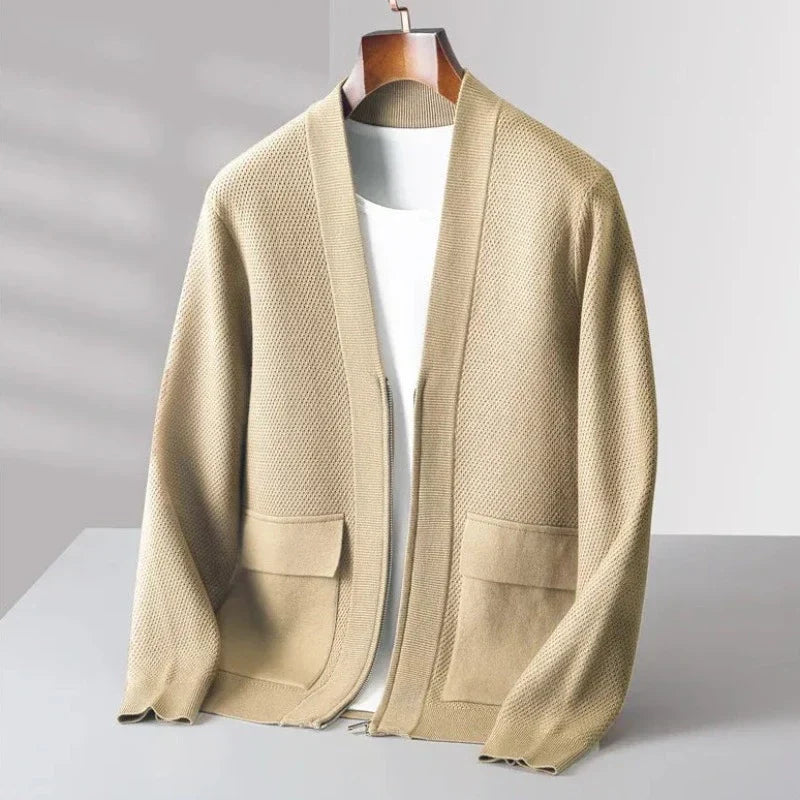 Grant - Premium Virgin Wool Quarter-Zip Winter Cardigan for Men