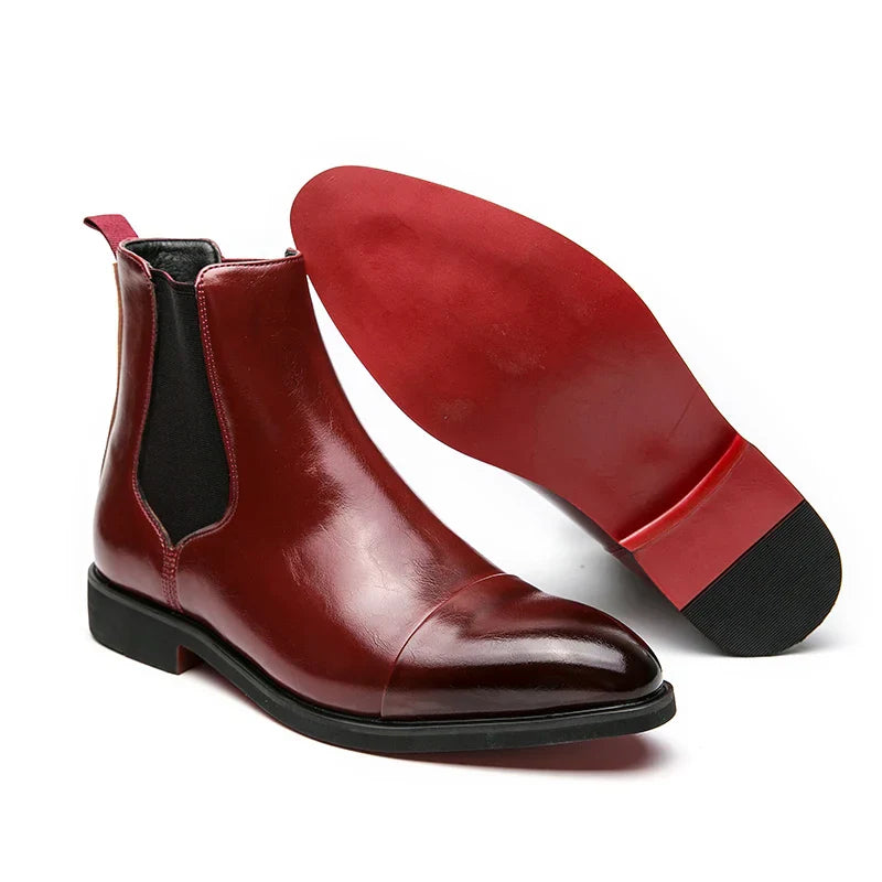 Men's Chelsea Boots - Ankle Slip-On with Cap Toe Design