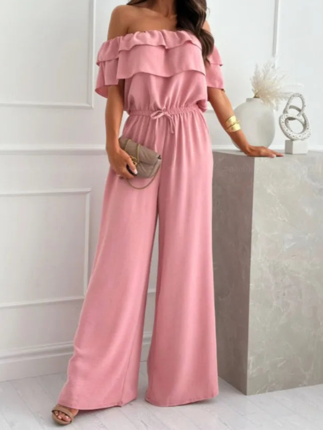 Chic Off-Shoulder Ruffle Wide-Leg Jumpsuit for Women