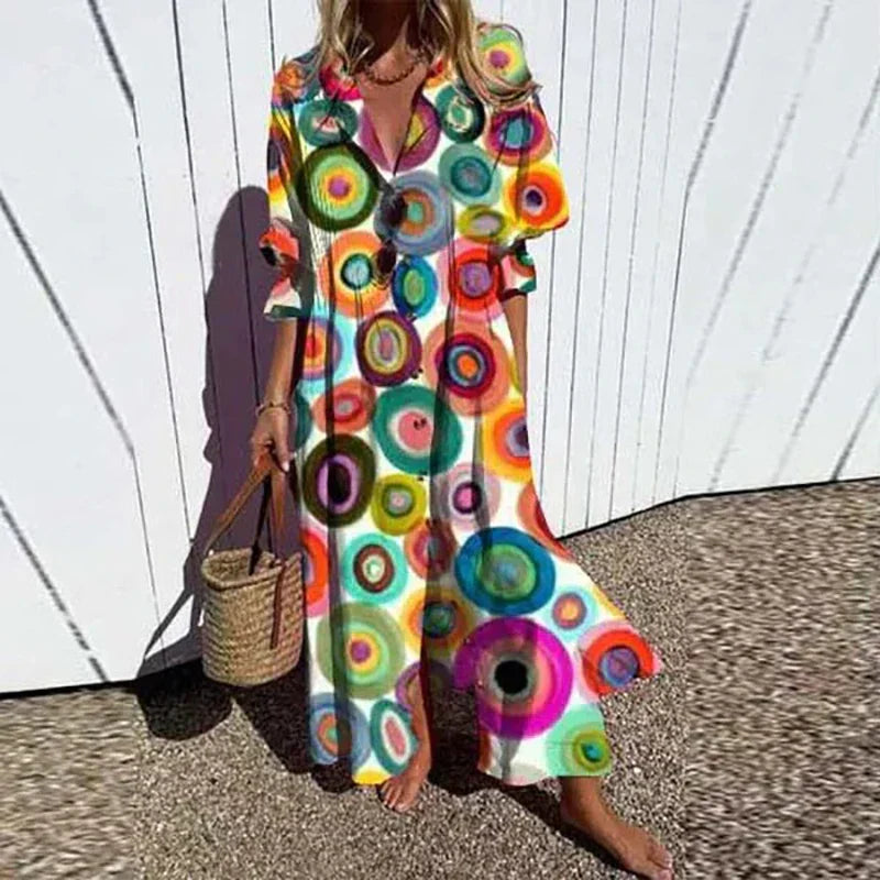 Women's Boho V-Neck Maxi Dress - Flowy, Lightweight & Versatile