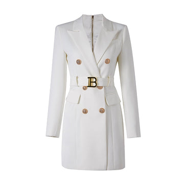 Women's Blazer Dress - Double Breasted with Gold Buttons