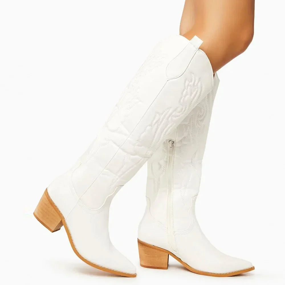 Women's Classic Knee-High Cowboy Boots - Winter Ready & Plus Size