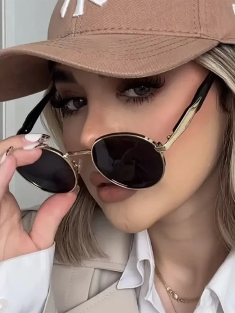 Vintage Round Metal UV400 Sunglasses for Women