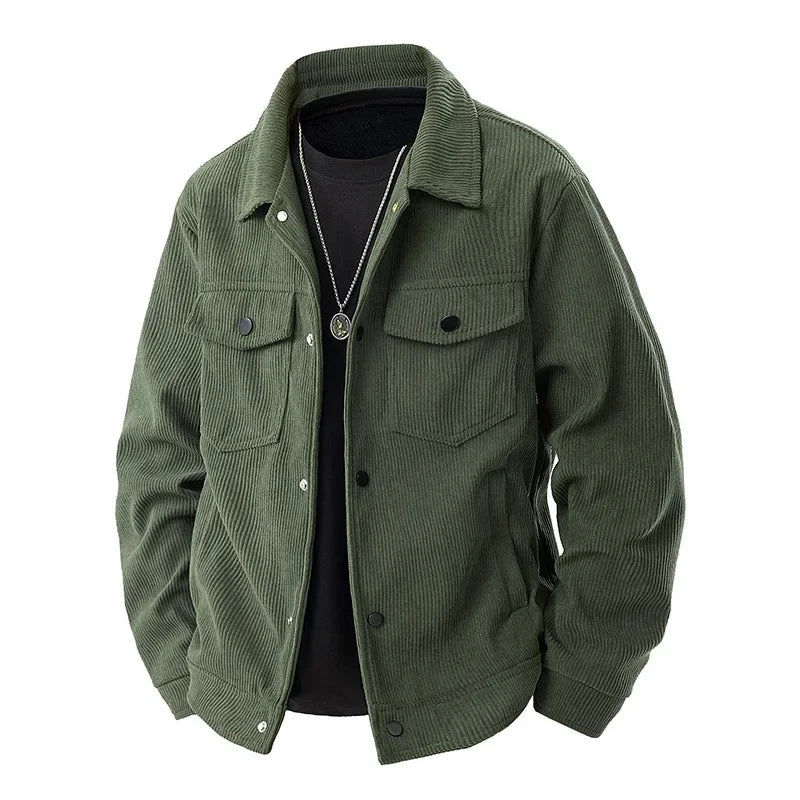 Men's Button-Front Jacket - Shirt Collar and Chest Pockets