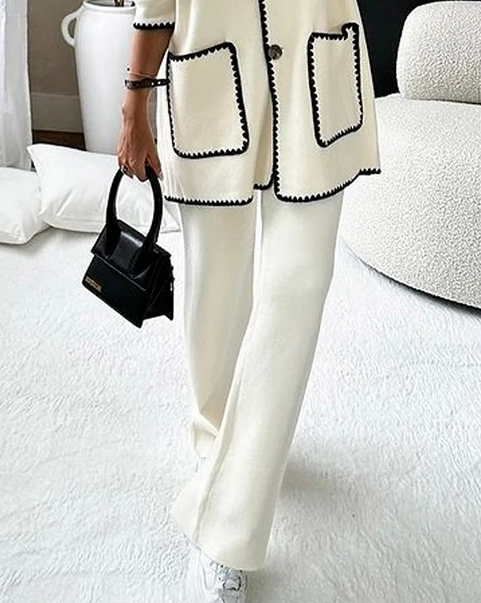 Martina - White Essentials Set with Trousers and Long Sleeves for Women