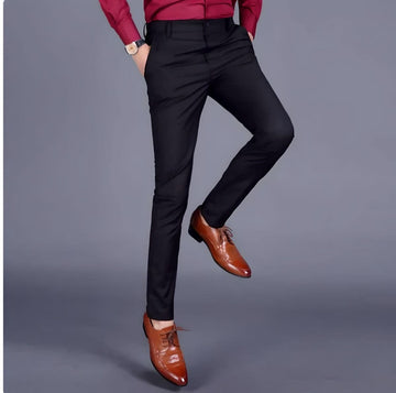Men's Slim Fit Work Trousers - Flat Front Style