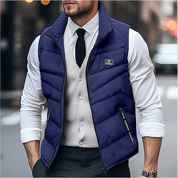 Men's Gilet - Stand Collar with Quilted Padded Design