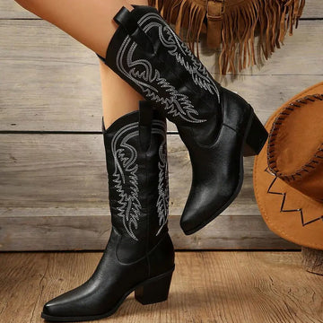 Women's Modern Cowboy Boots - Block Heel & Versatile
