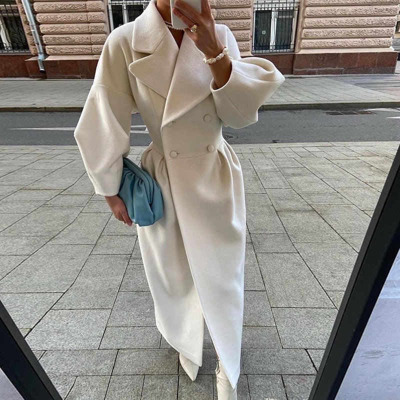 Women's Coat - Double Breasted with Wide Collar