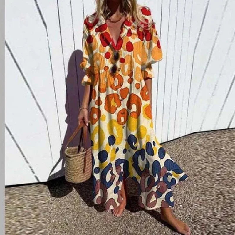 Women's Boho V-Neck Maxi Dress - Flowy, Lightweight & Versatile