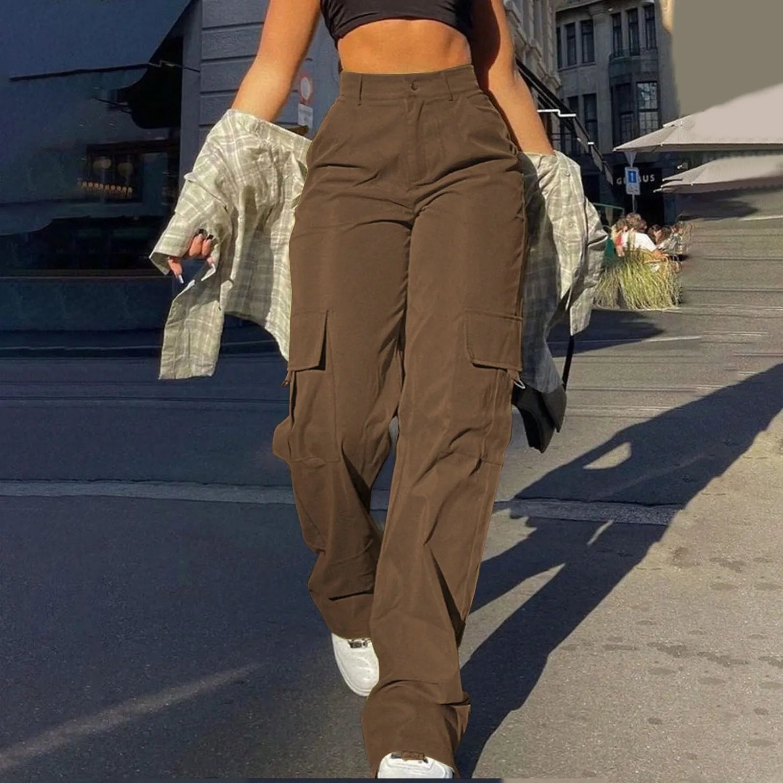High-Waist Cargo Trousers for Women