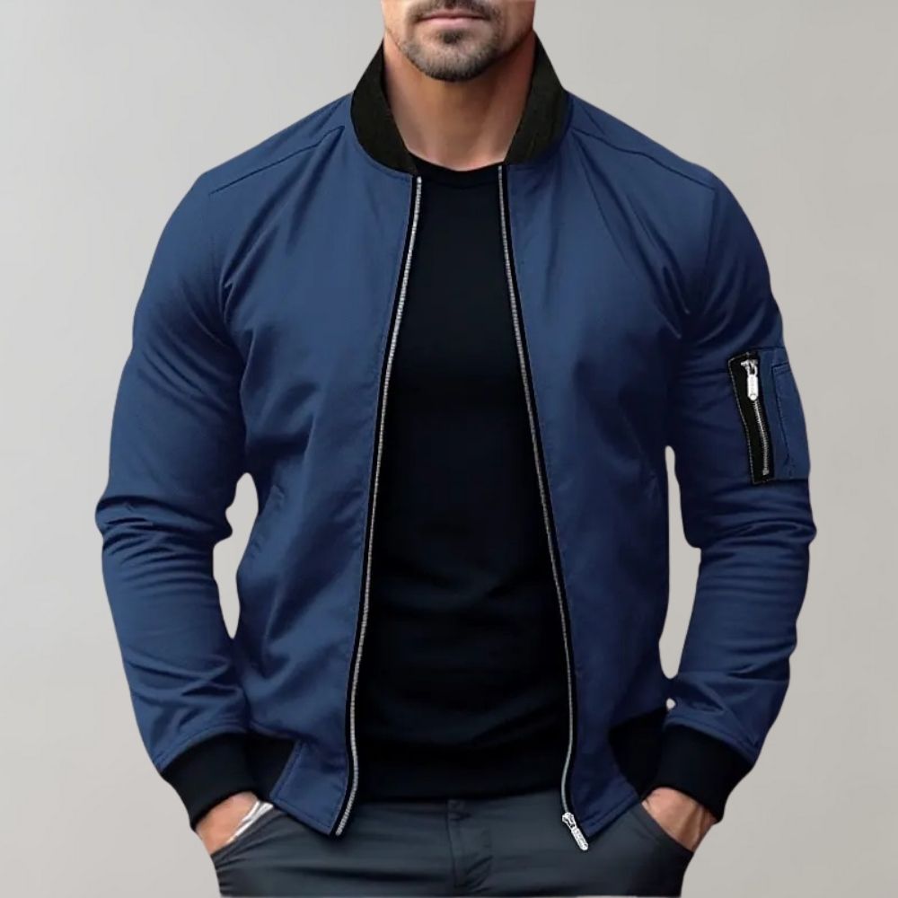 Men's Bomber Jacket - Full Zip with Ribbed Trim