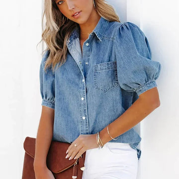 Hannah - Classic and Stylish Autumn Denim Blouse for Women