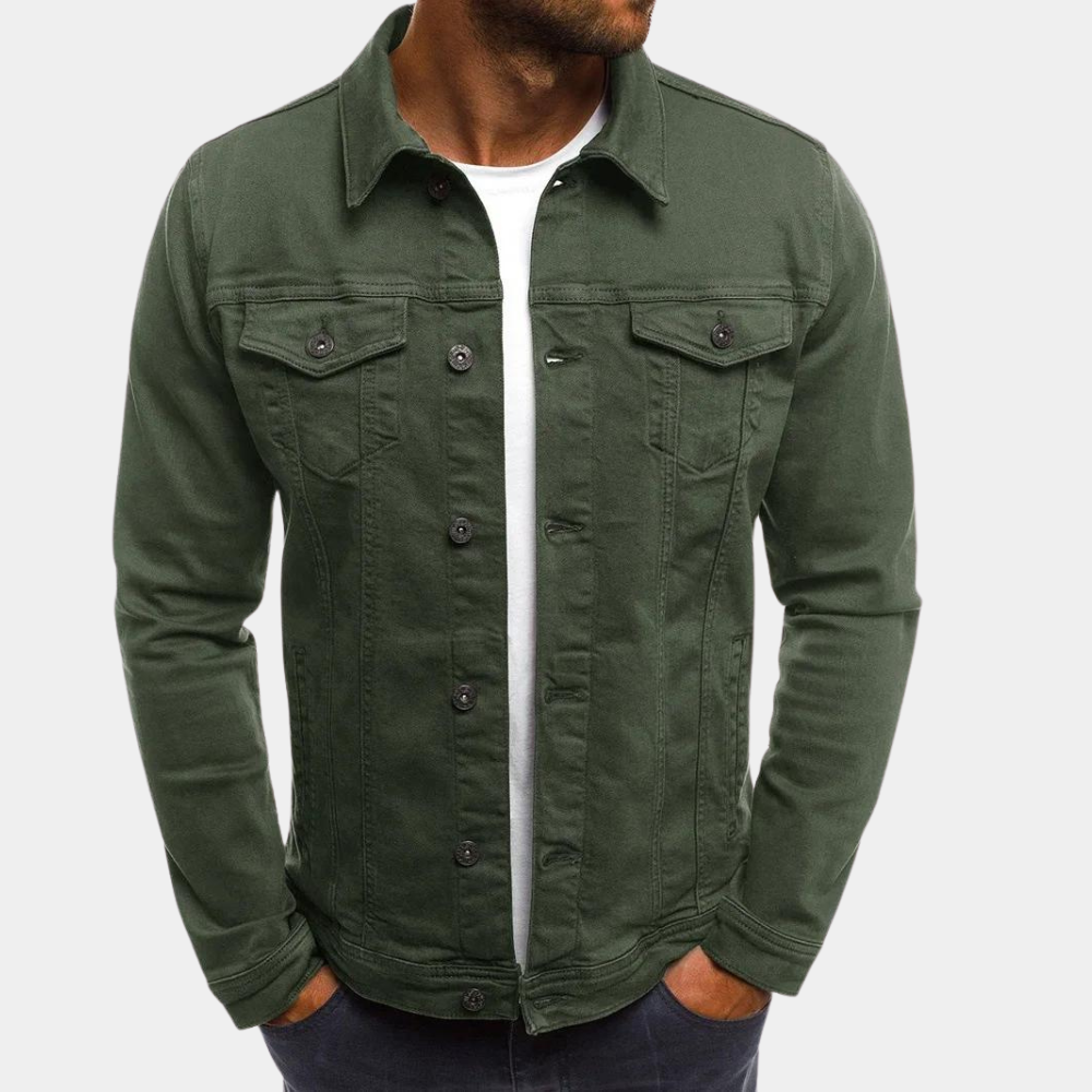 Men's Trucker Jacket - Button Front with Buttoned Pockets