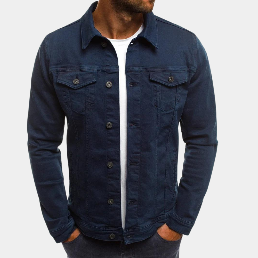 Men's Trucker Jacket - Button Front with Buttoned Pockets