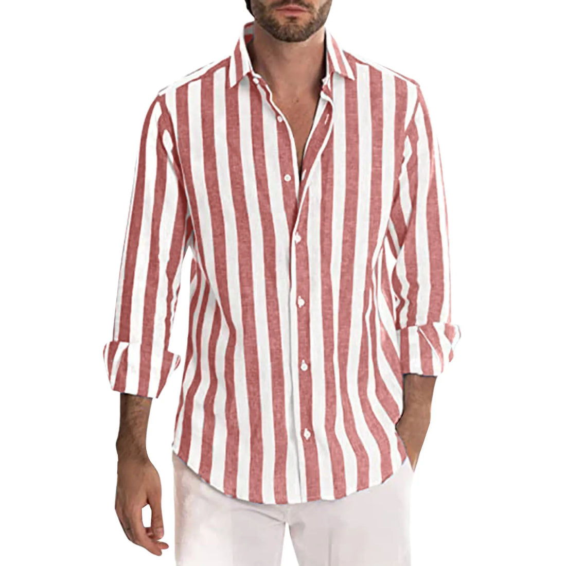 Casual and Stylish Striped Long-Sleeve Shirt for Men