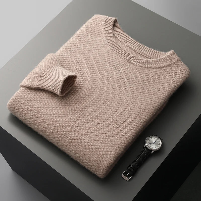 Men's Ribbed Jumper - Classic Crew Neck