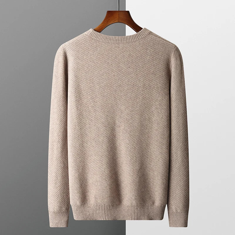 Men's Ribbed Jumper - Classic Crew Neck