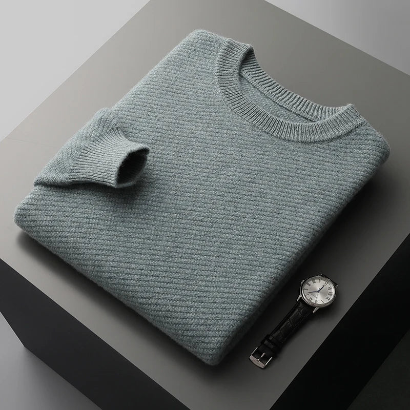 Men's Ribbed Jumper - Classic Crew Neck