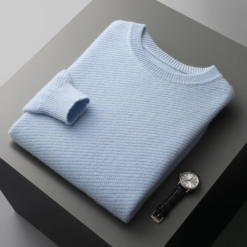 Men's Ribbed Jumper - Classic Crew Neck