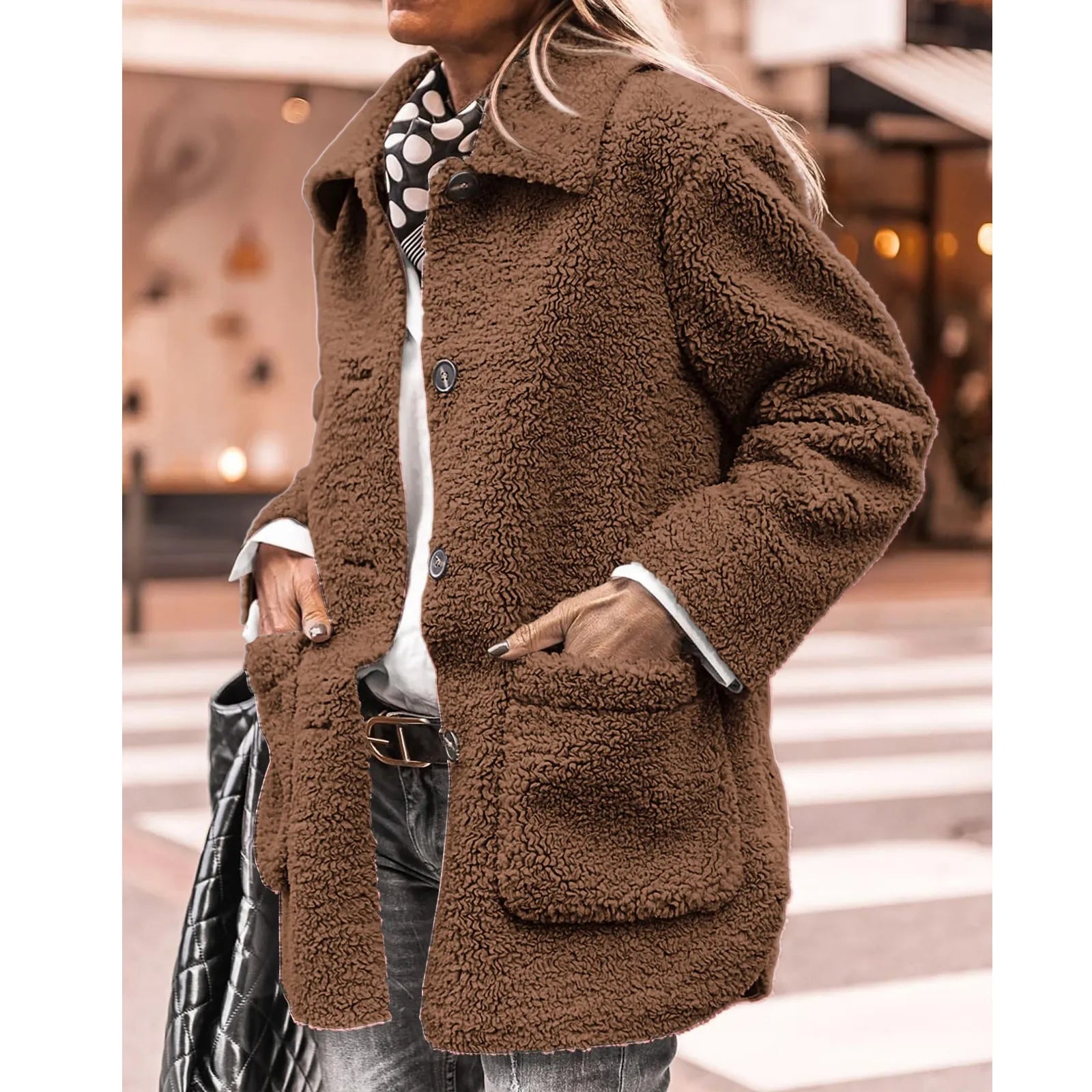 Yana - Soft Winter Coat with Button Closure for Women