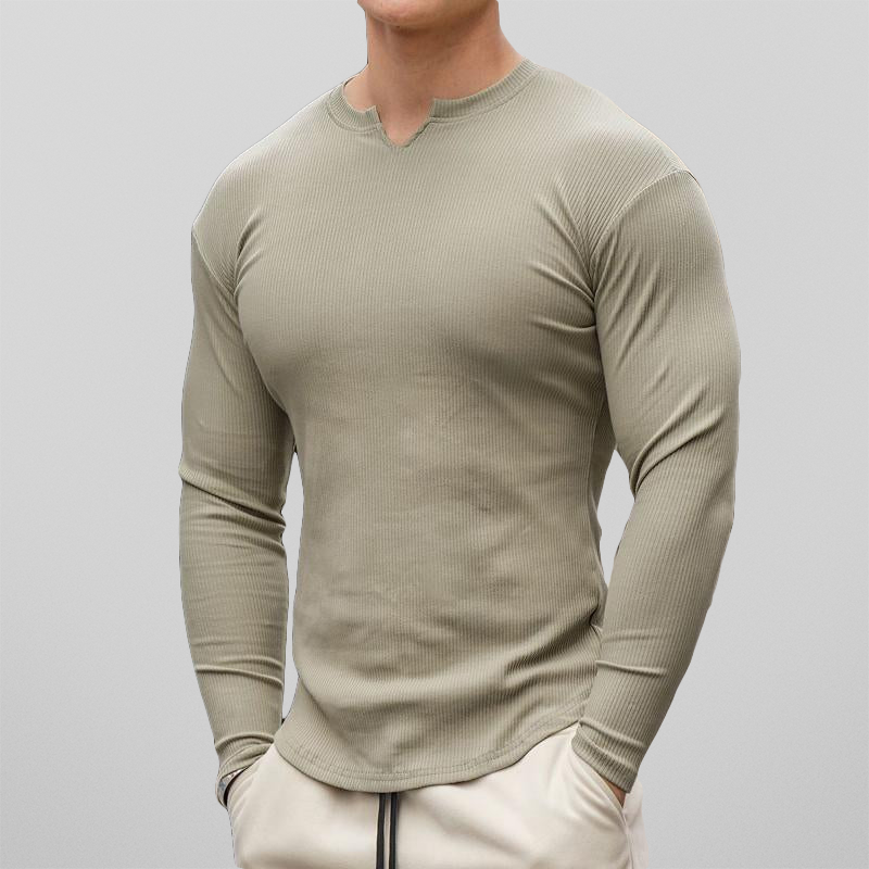 Men's Long Sleeve Top - Ribbed & Slim-Fit