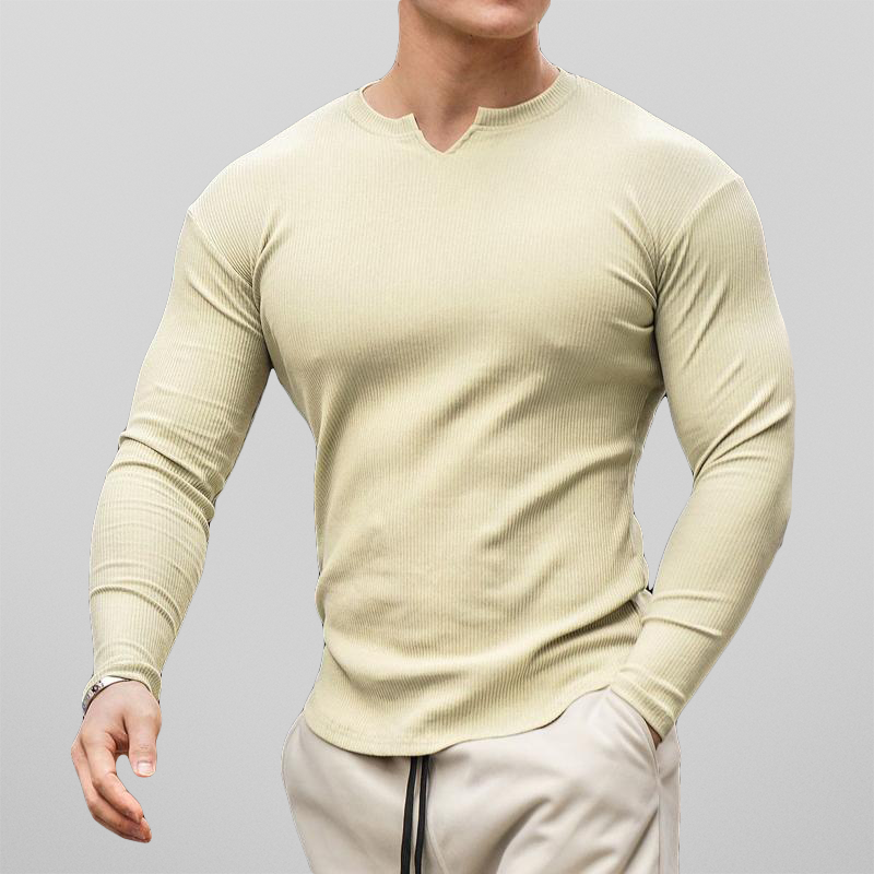Men's Long Sleeve Top - Ribbed & Slim-Fit