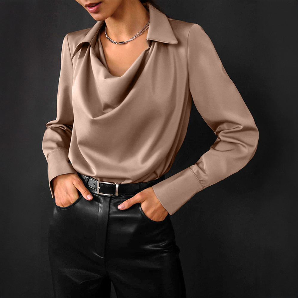 Women's Blouse - Cowl Neck with Long Sleeves