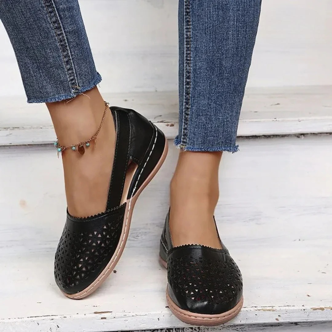 Breathable Slip-On Comfort Shoes with Cut-Out Design for Women