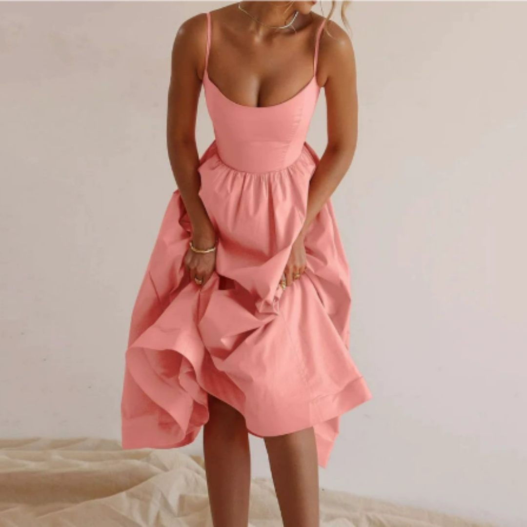 Women's Sleeveless A-Line Midi Dress - Summer Casual Flowy Beach