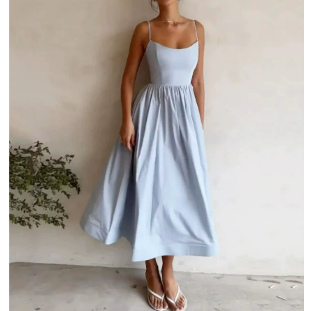 Women's Sleeveless A-Line Midi Dress - Summer Casual Flowy Beach