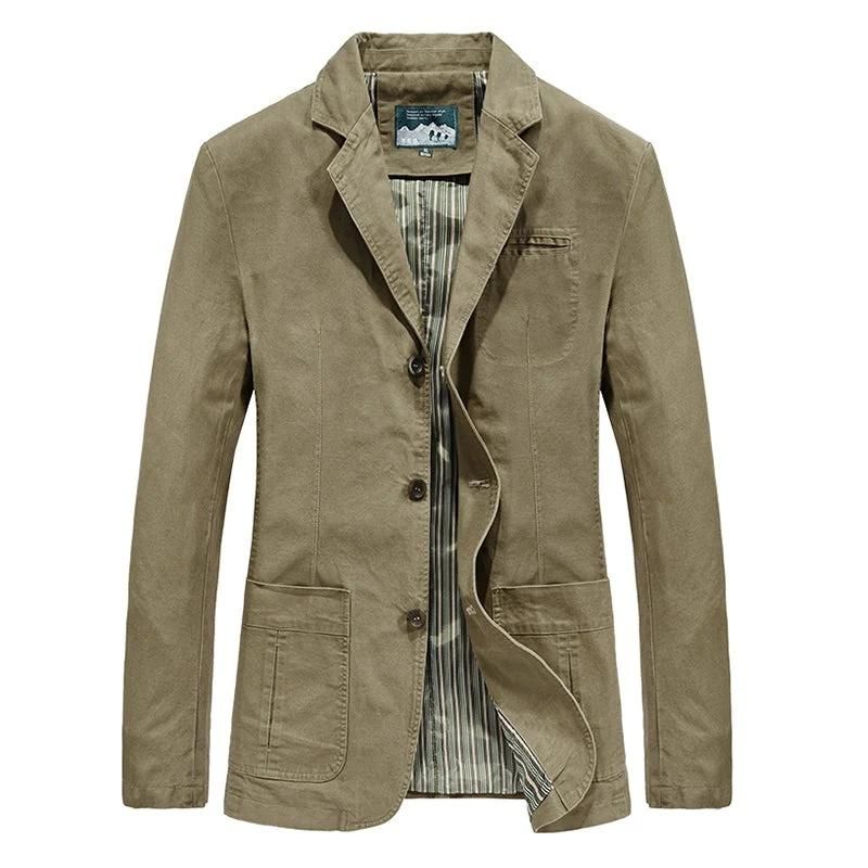 Men's Blazer Jacket - With Patch Pockets and Three-Button Closure