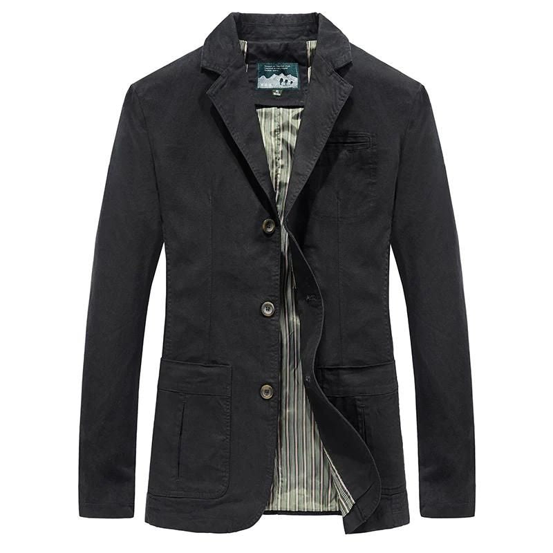 Men's Blazer Jacket - With Patch Pockets and Three-Button Closure