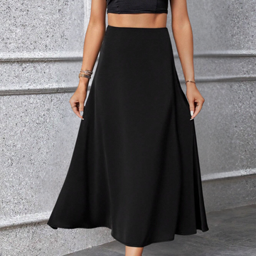 Women's Black Midi Skirt - Elegant and Flowy