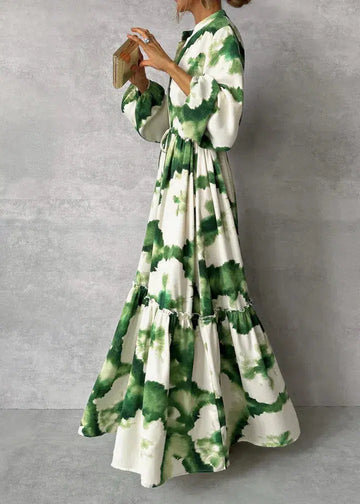 Elegant and Casual Green Long-Sleeve Dress for Women