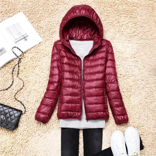 Women's Waterproof Hooded Puffer Jacket - Warm & Comfortable
