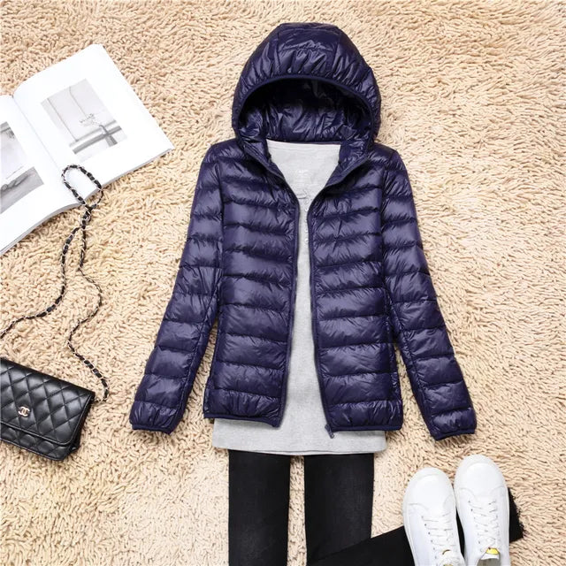 Women's Waterproof Hooded Puffer Jacket - Warm & Comfortable