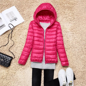 Women's Waterproof Hooded Puffer Jacket - Warm & Comfortable