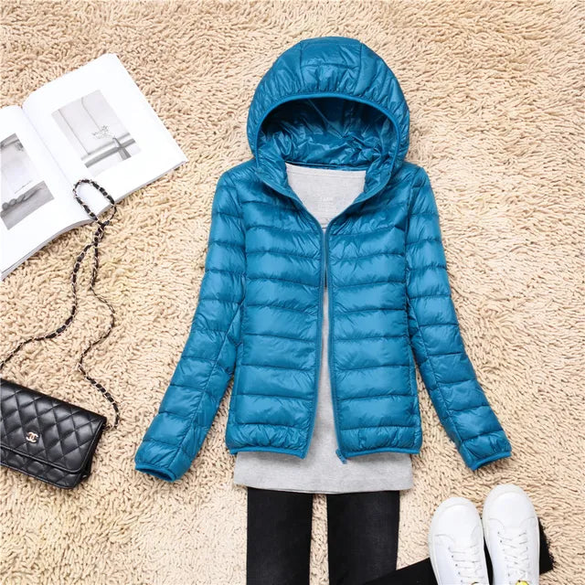 Women's Waterproof Hooded Puffer Jacket - Warm & Comfortable
