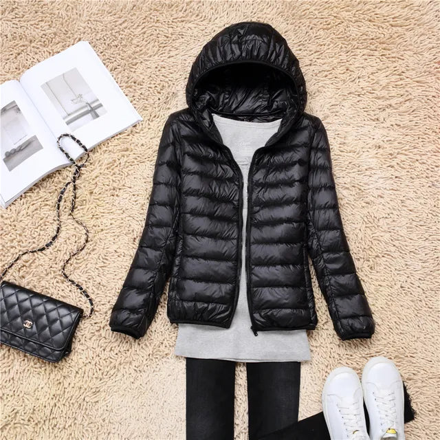 Women's Waterproof Hooded Puffer Jacket - Warm & Comfortable